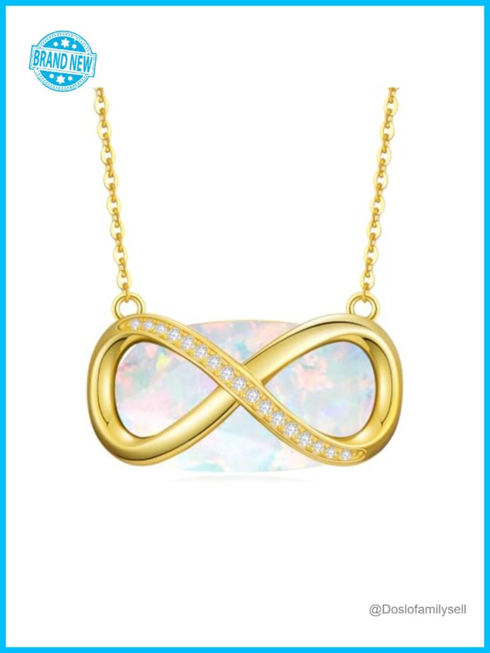 18k Gold Plated Infinity Necklace Gemstone Pendant Gift for Women
